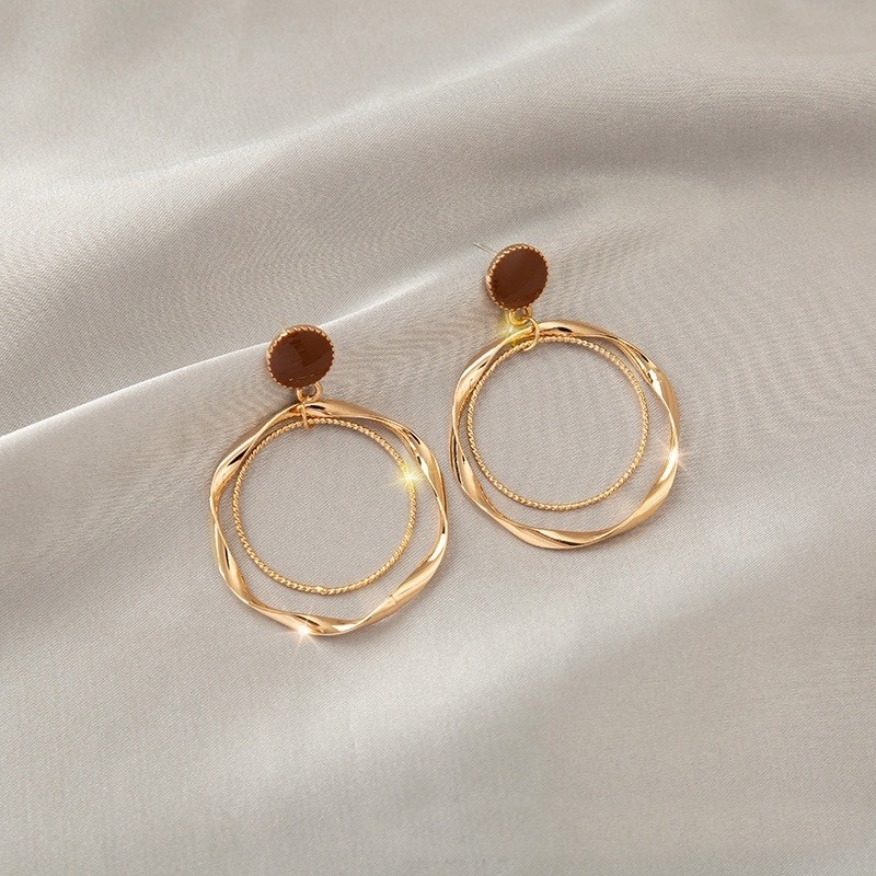 Anting Tusuk Gantung Temperament Warna Gold Gaya Koreatrendy Untuk Wanita