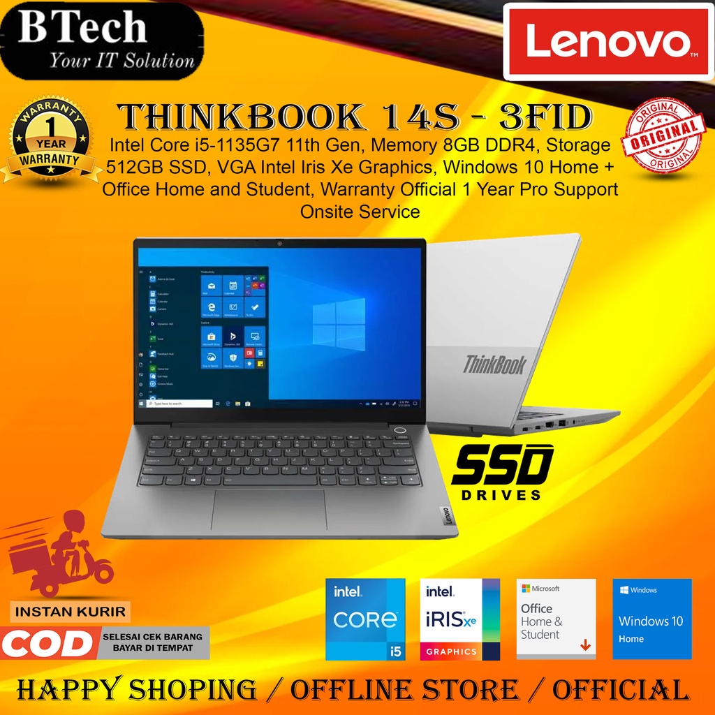 Lenovo Thinkbook 14s Yoga 3FID Core i5-1135G7 8GB 512GB SSD W10H+OHS
