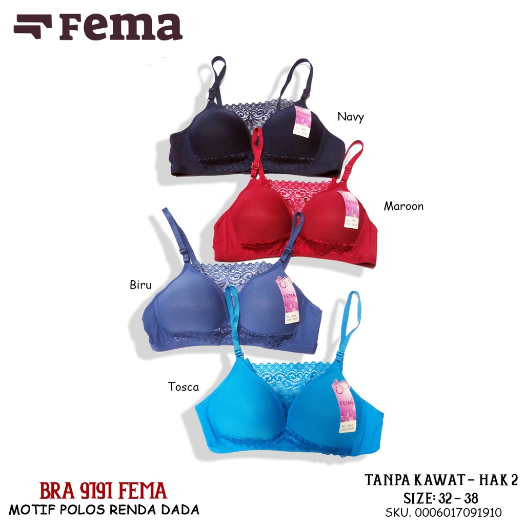 FEMA Official Shop Ecer 1 pcs Bh Bra 9191 Renda Dada Super Soft Import