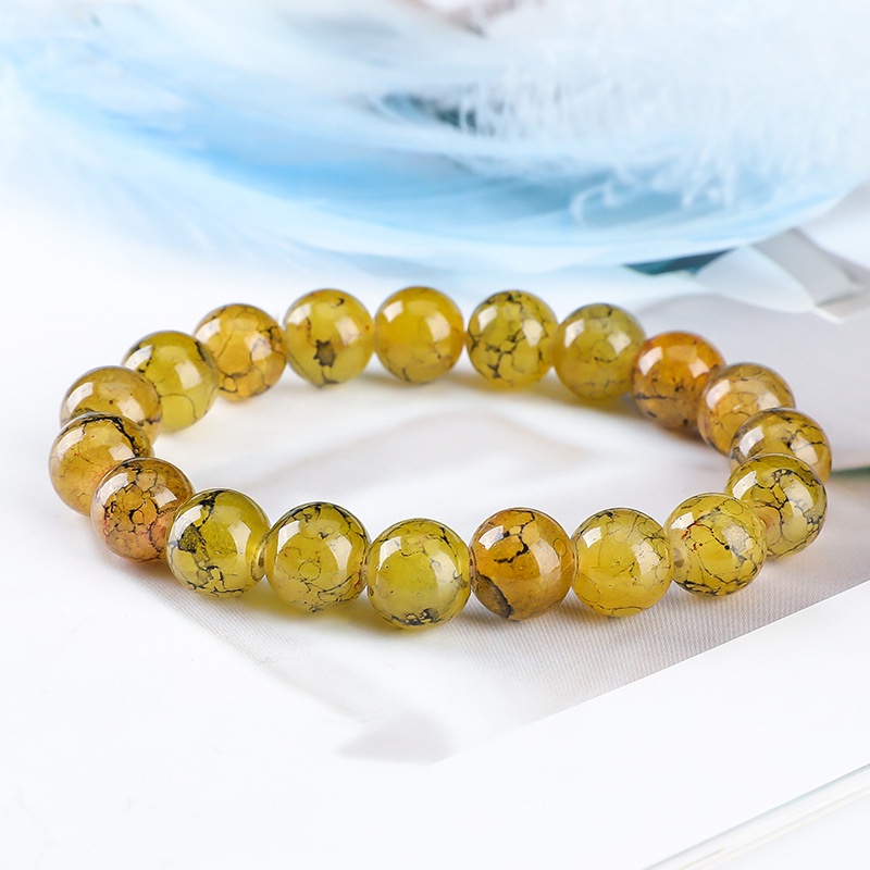 10mm Cracked Stone Charm Colorful Jade Bracelet Women Popcorn Crystal Bracelets