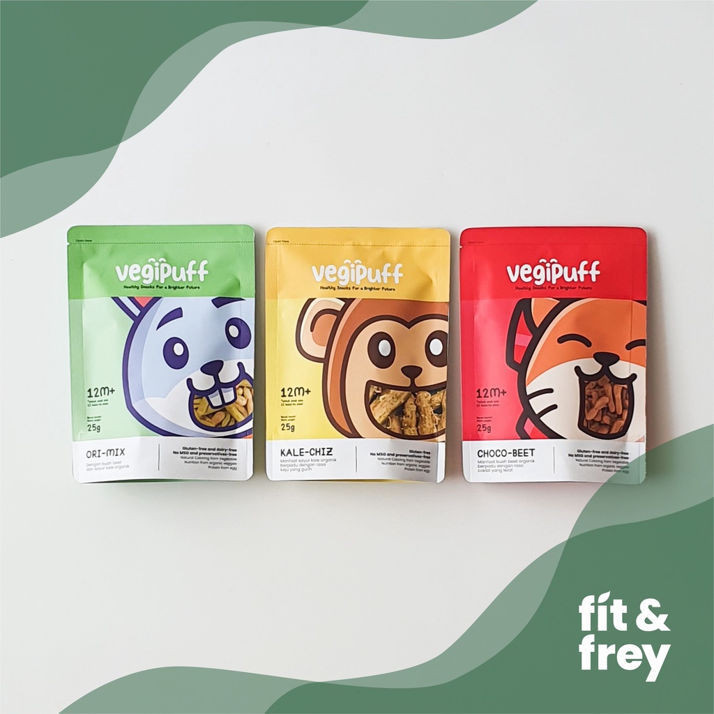 VEGIPUFF 25g Cemilan Anak - Snack Sehat Organik - Kale Chiz/Ori Mix/Choco Beet