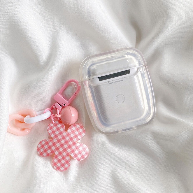 Case airpods pro 12 3 Generation Bahan Silikon Transparan Motif Bunga Pink