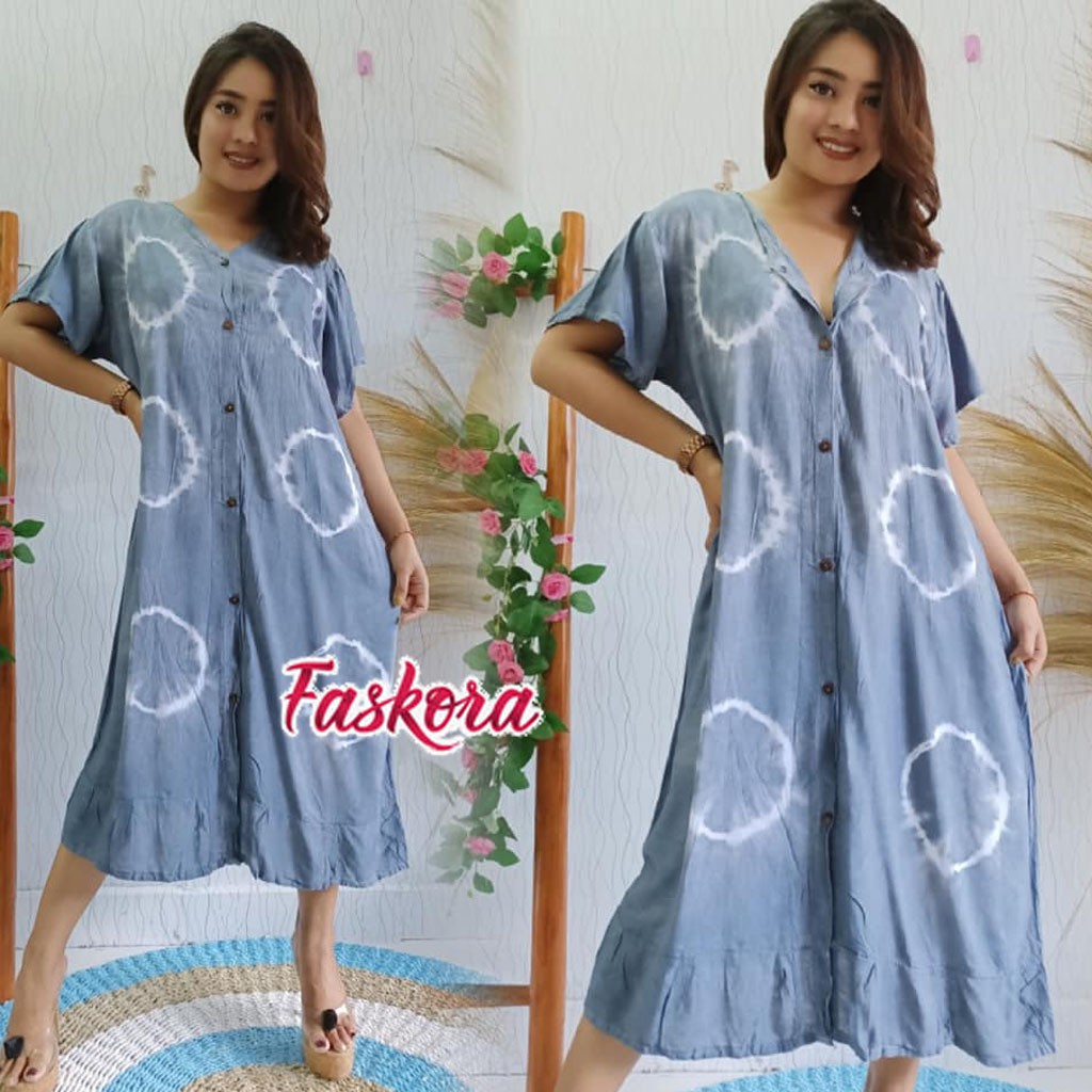 Daster Bali Jumbo Rayon Panjang Big Size Manda Sibori / Daster Jumbo Kekinian XXL LD 124cm 100kg
