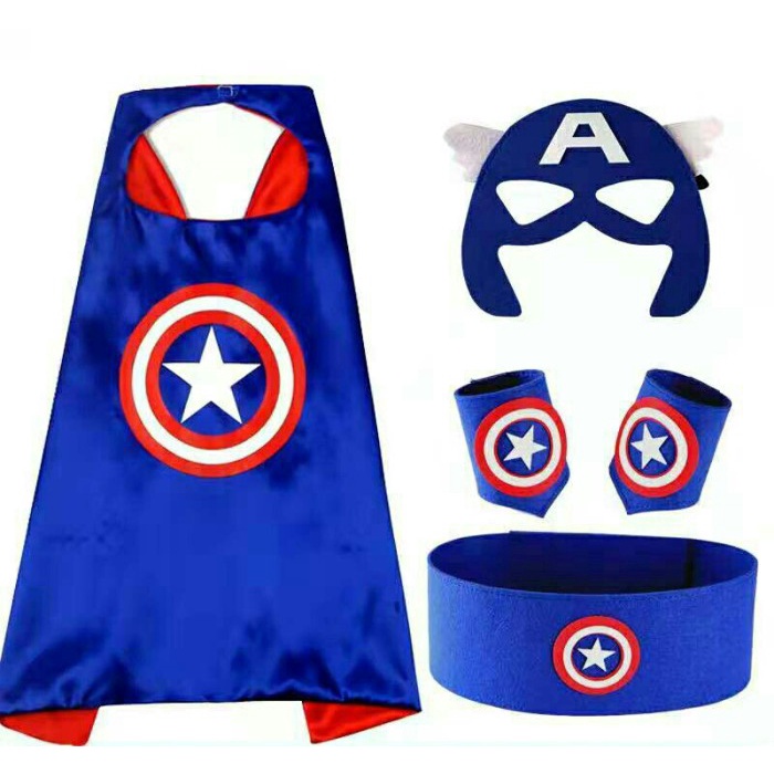 Aksesoris KAPTEN AMERIKA CAPTAIN AMERICA Jubah Topeng Ban Tangan & Pinggang Cosplay Superhero Anak