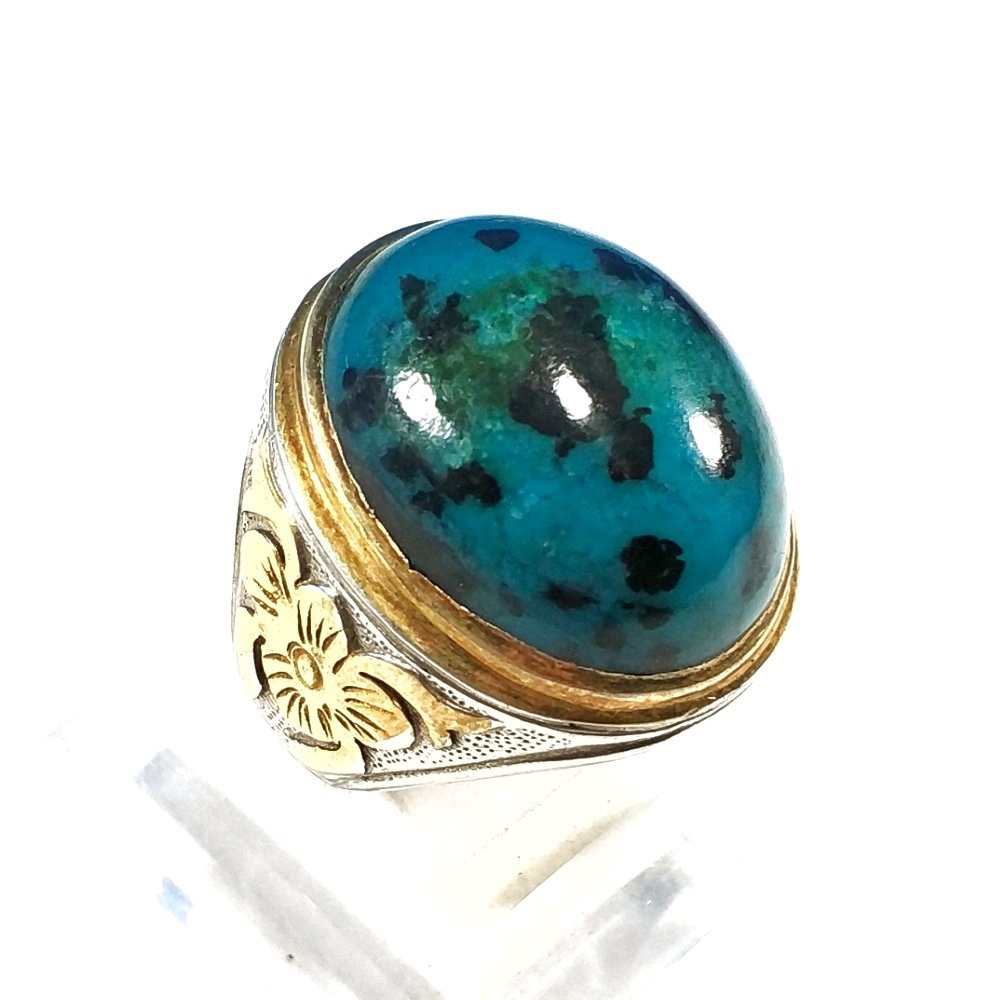 CINCIN BATU AKIK NATURAL BACAN DOKO TOTOL BODYGLASS RING PERAK MUMBUL