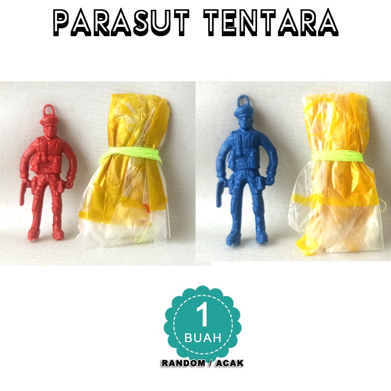 Mainan parasut tentara plastik SATUAN - acak - PARASUT TENTARA SATUAN