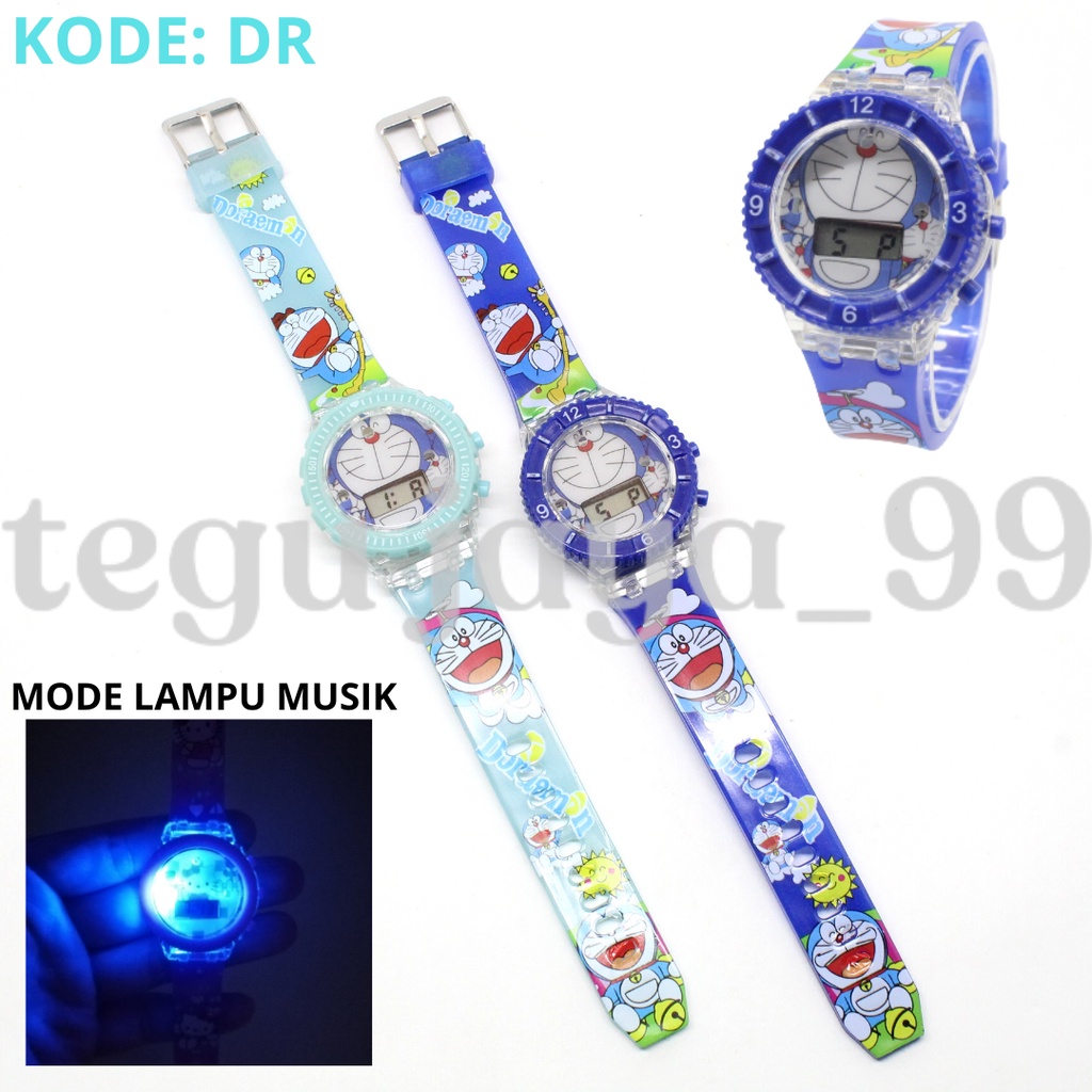 TERBARU!!! JAM TANGAN FASHION ANAK PEREMPUAN LAMPU DAN MUSIK STARP RUBBER KARAKTER KARTUN TE913