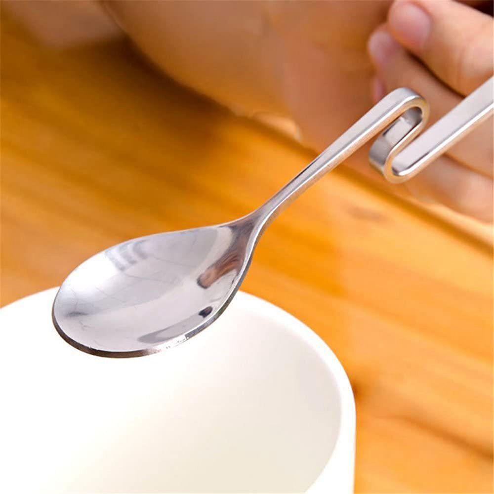 [Elegan] Sendok Pengaduk Stainless Steel Lengkung Dessert Susu Kopi Mixing Long Handled Seasoning Ladle