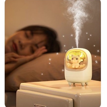 Humidifier  / Diffuser Cute Cat Deer Lampu Tidur Portable Baterai