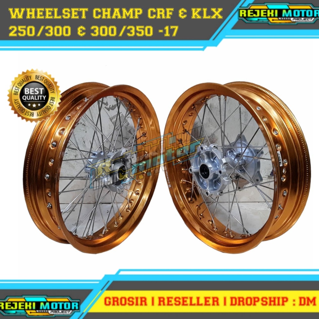 ( PROMO MURAH ) WHEELSET VELG SET WILSET CHAMP GOLD CRF & KLX FREE HANSPAT
