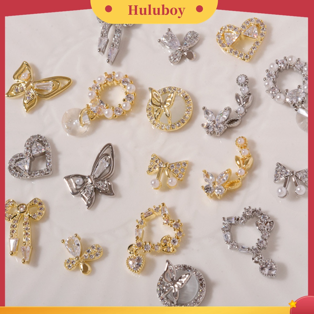 Huluboy Huluboy♡ Berlian Imitasi Bentuk Hati Bahan Alloy Untuk Dekorasi Nail Art