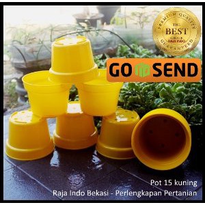 Pot Bunga 15cm Kuning - Toko Pot Plastik Tanaman Hias Grosir Murah 15 Cm - Jual Pot Grosir Murah