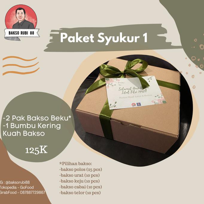 

Parsel Ramadan Hampers Lebaran - Paket Syukur 1 - Bakso Rubi 88 Indhfebria