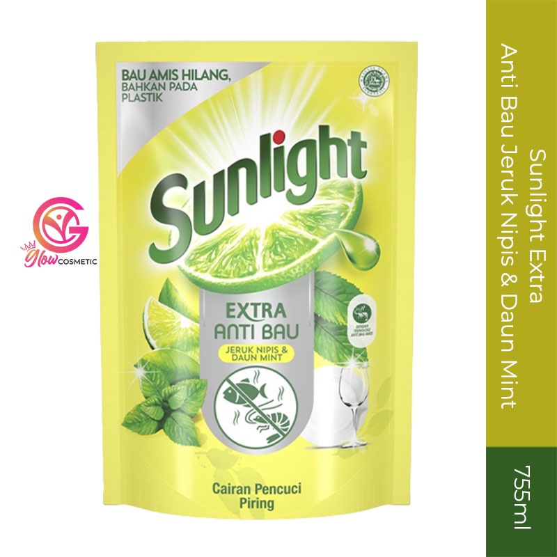 SUNLIGHT EXTRA ANTI BAU JERUK NIPIS &amp; DAUN MINT CAIRAN PENCUCI PIRING 755ml