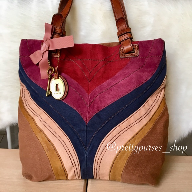 TAS FOSSIL VINTAGE PATCHWORK TOTE BAG