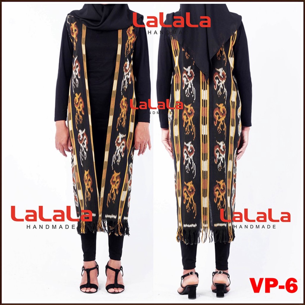 Outfit Long Outer Cardigan Tenun Etnik Baju Kerja Wanita Kantor Kekinian