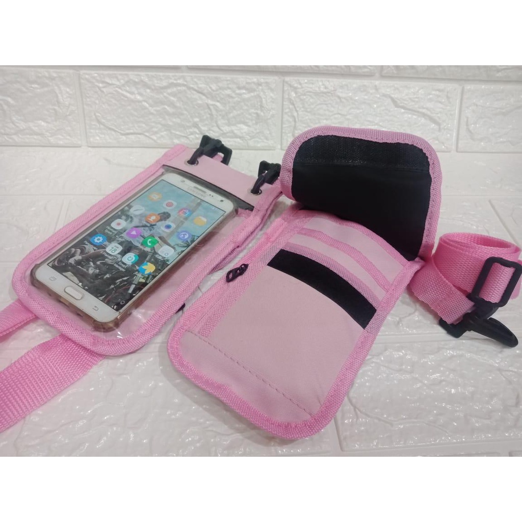 New Hanging Wallet L E V E L.TM  Dompet Gantung tali Layard Untuk HP Ada Mika Transparant Di Belakang