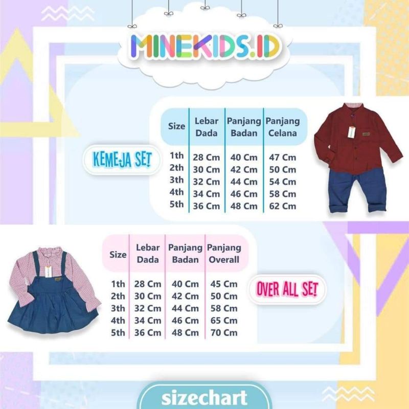 Setelan Kemeja MinieKids Size : 1-5th