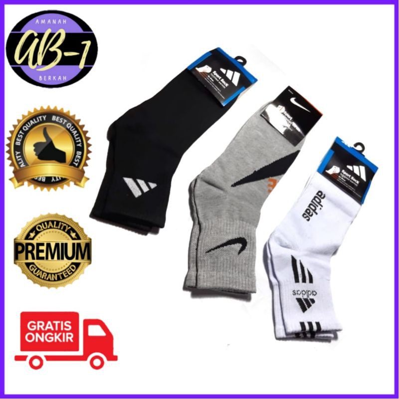 KAOS KAKI SPORT PREMIUM PENDEK BOLA / OLAHRAGA COWO CASUAL ADIDAS ORIGINAL