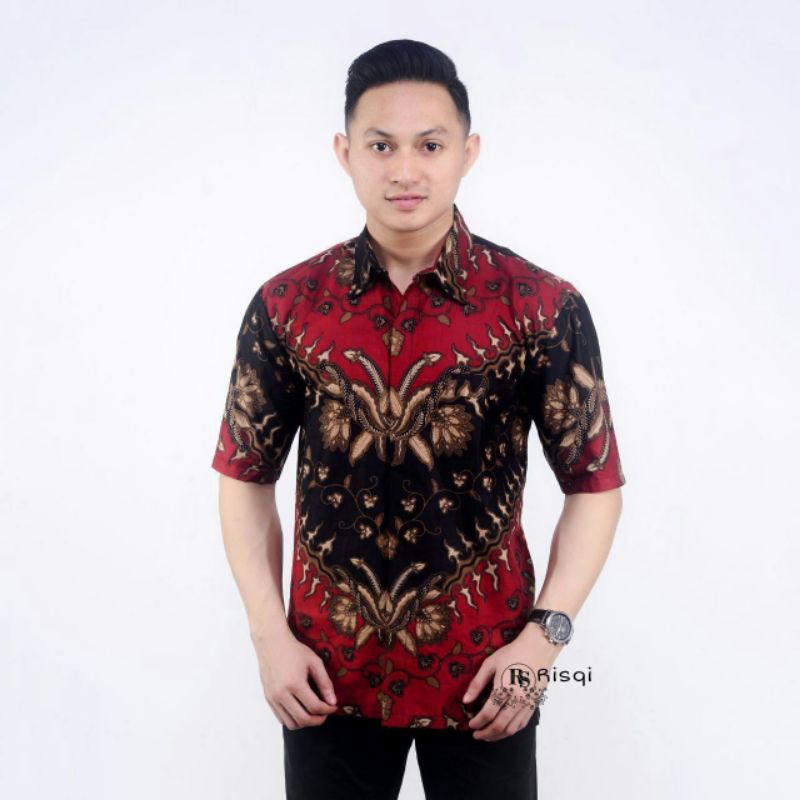 TERBARU Couple sweet || couple batik ayah dan anak cowok BATIK Motif keris merah size jumbo M,L,XL,XXL,3XL,4L,5L