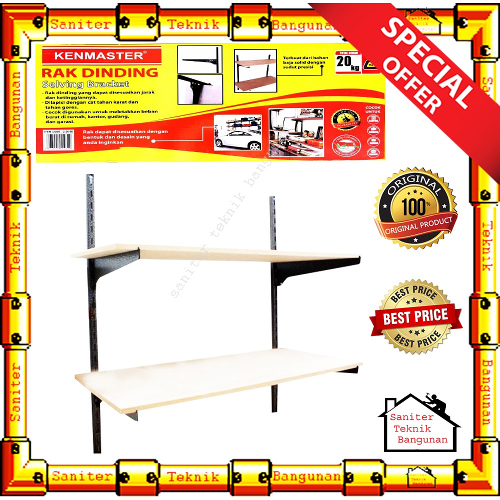 Rak Dinding 2 Susun Kenmaster / Rak Besi Selving Bracket / Rak Kayu