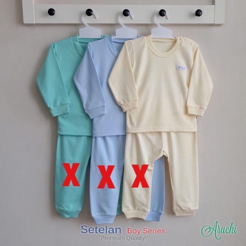Aruchi POLOS NB S M L XL XXL (3pcs) Baju Panjang Kancing Depan / Oblong Bayi Anak