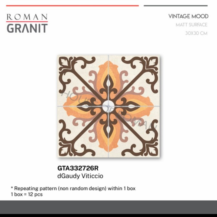 Roman Granit Lantai Motif Tegel Jadul / Granit Dinding Motif Vintage / Granit Lantai Ruang Tamu / Gr