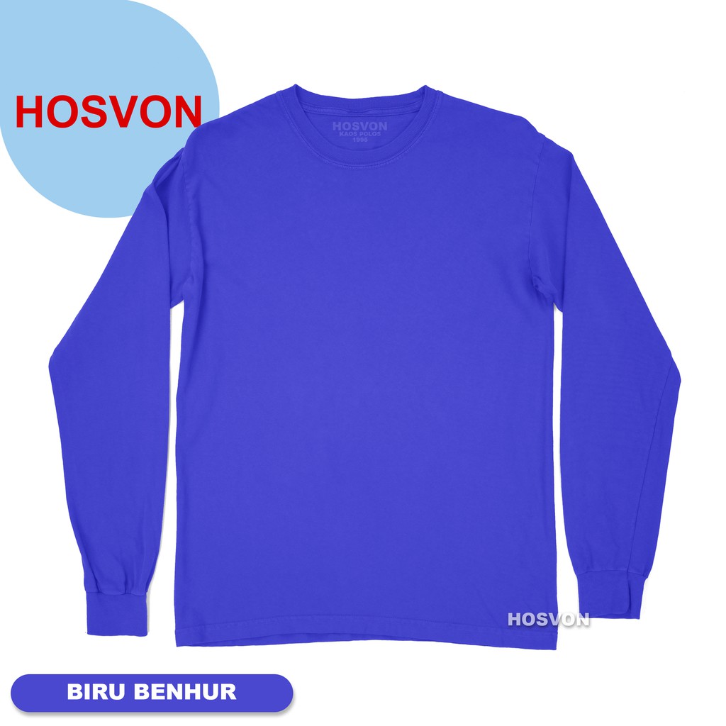 BIRU BENHUR Cotton Combed 20s Lengan Panjang Size M - XXL (PRIA &amp; WANITA)