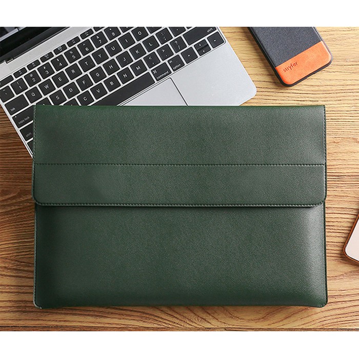 Tas Laptop Macbook Air Pro M1 M2 Samsung Lenovo Dell Softcase Sleeve Microfiber PU Leather Magnetic 14 inch free Small Pouch