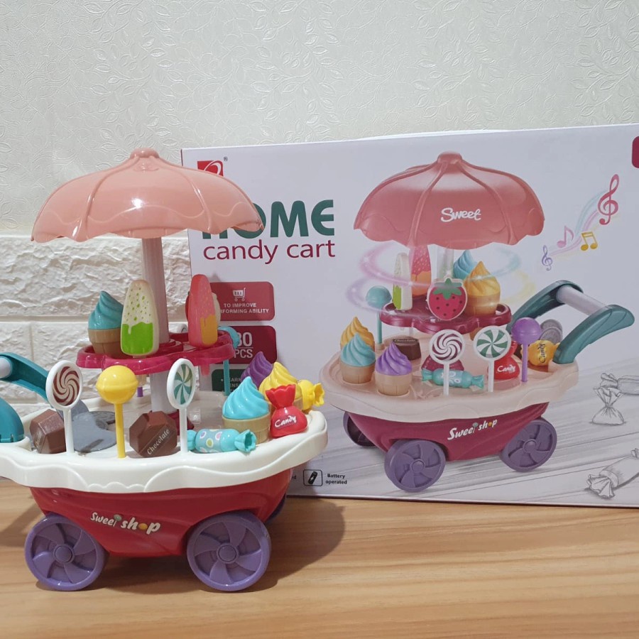 MAINAN HOME CANDY ICE CREAM CART GEROBAK MAINAN EDUKASI ANAK JUALAN ES KRIM - BC