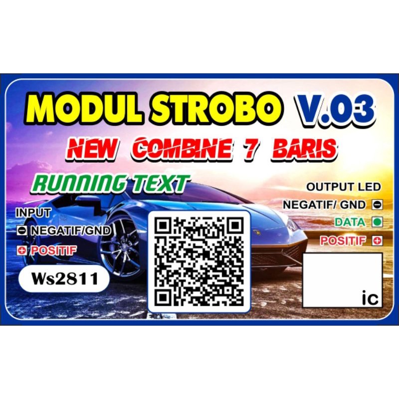 MODUL STROBO TEKS 7BARIS WS2811 V.03 NEW COMBINE ANIMASI