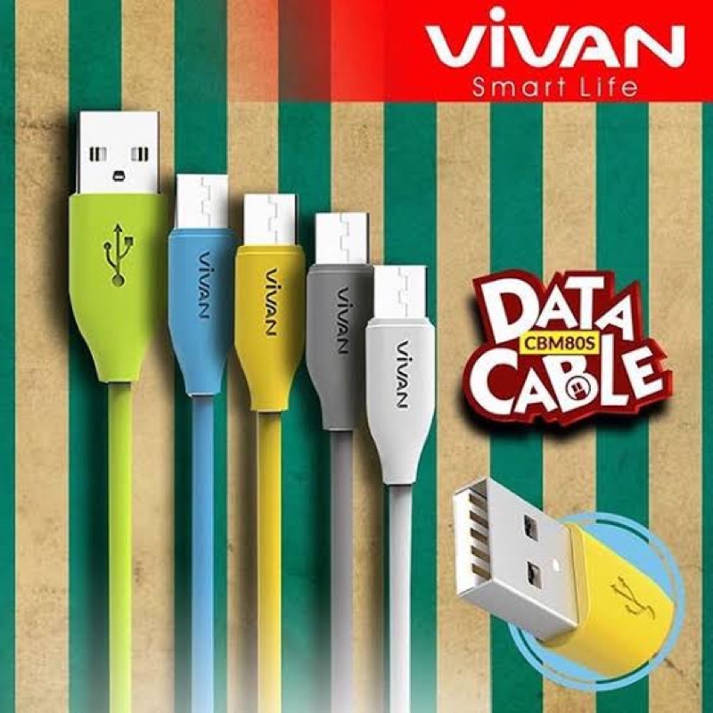 1PCS PROMO KABEL DATA VIVAN CBM80S MICRO FAST CHARGING WITH DATA CABLE ORIGINAL