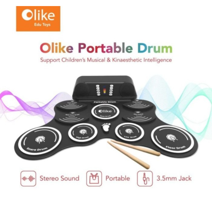 OLIKE ALAT MUSIK PORTABLE DRUM PAD ELEKTRIK ORIGINAL GARANSI RESMI