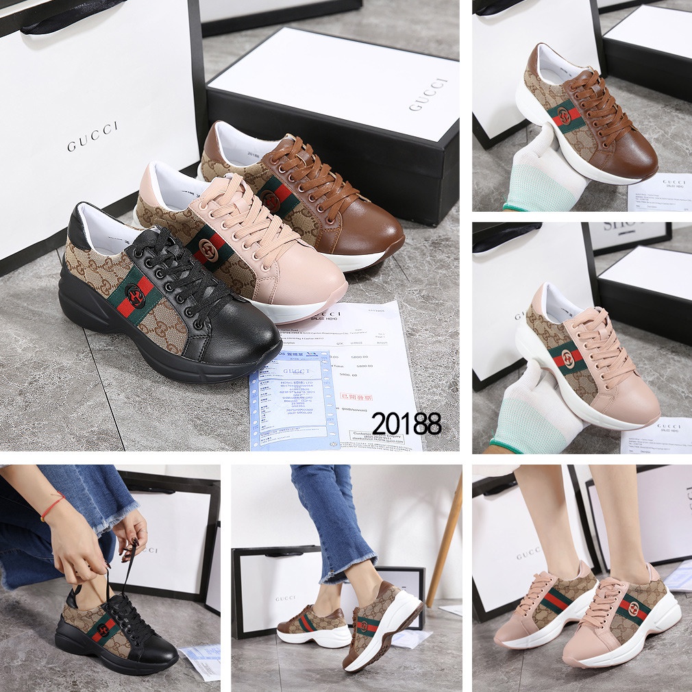 Sepatu Gc GG Canvas and Leather Rhyton Sneakers 20188/ Sepatu Wanita Import