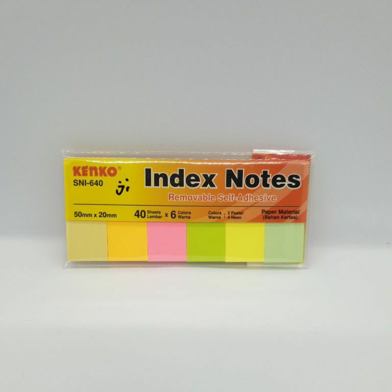 

index notes kenko sni 640 , 6 warna bahan kertas pembatas buku