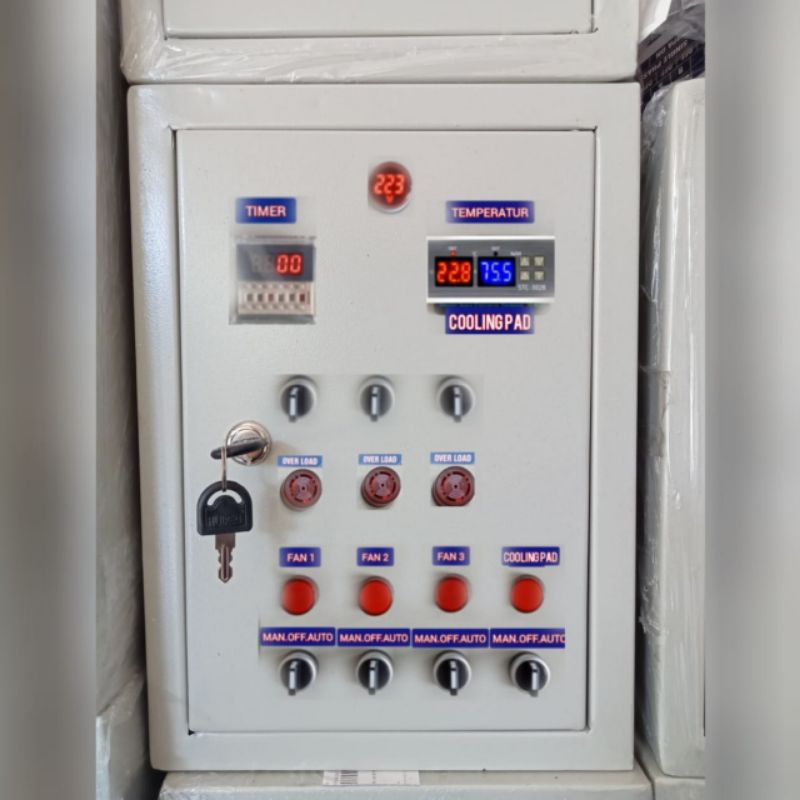 panel blower kandang ayam ch,3blower 1celdek, alarm thermal overload,full Schneider