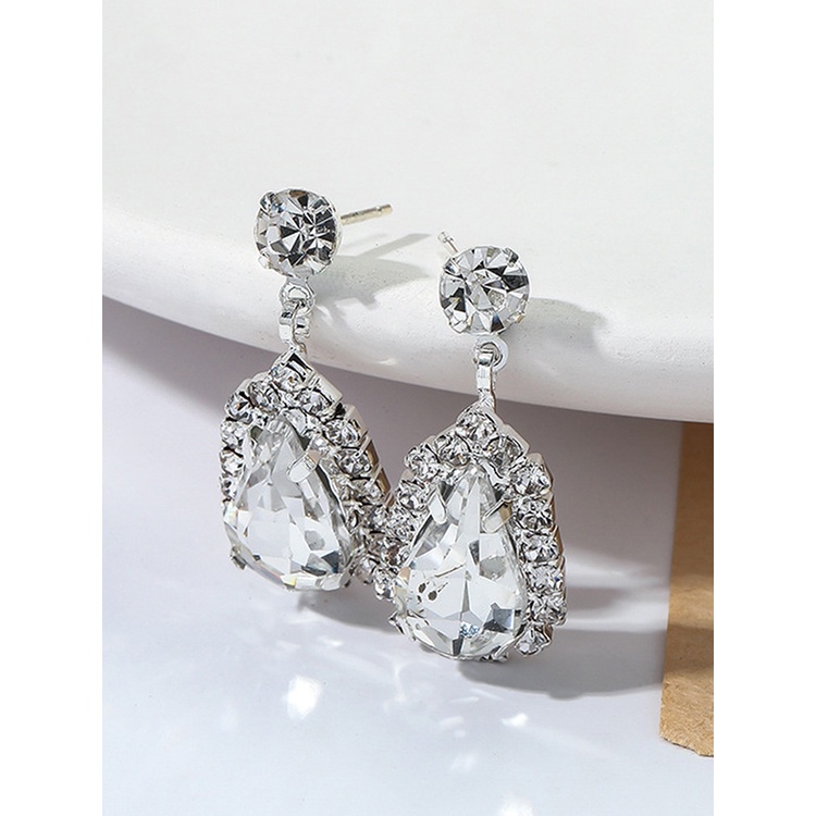 Anting Giwang Gaya Retro Dengan Kristal + Berlian Imitasi + Rumbai Untuk Wanita