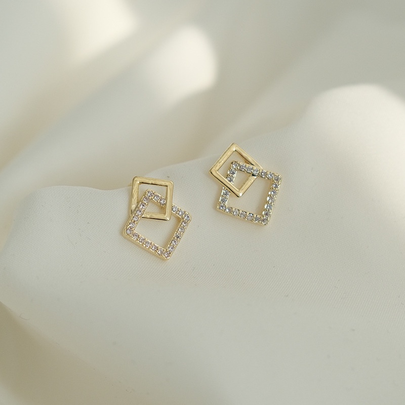 Geometris persegi giwang telinga wanita ins gaya geometris square anting-anting 2021new trendi musim