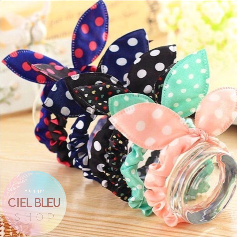 Kuncir Ikat Rambut Chibi Impor Polkadot / Aksesoris Rambut Wanita Anak Aneka Warna / CIEL BLEU SHOP