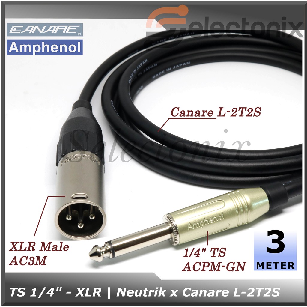 [3m] Kabel Mic 1/4 TS - XLR | Canare x Amphenol