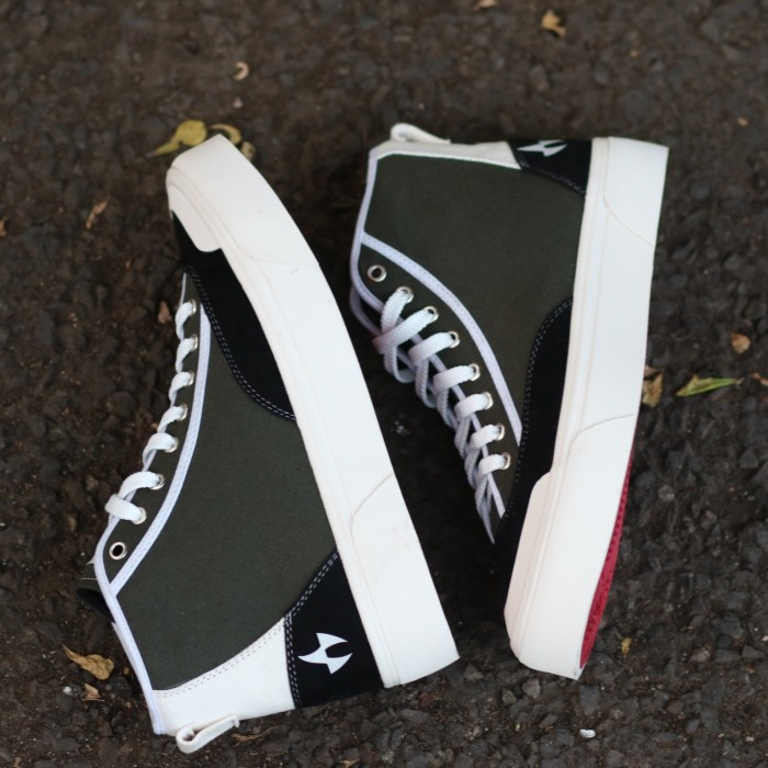 Unik ASVEGA - sepatu sneakers casual olive army asvega victor HI series - Hijau Diskon