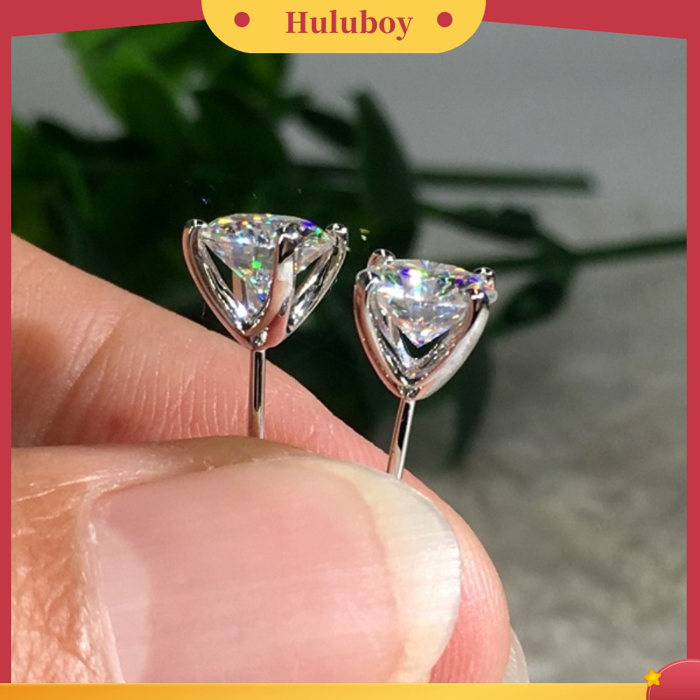 Hu Hu Hu Hu Hu Alat Bantu Pasang Kacamata♡ Anting Stud Cubic Zirconia Bentuk Bulat Untuk Wanita