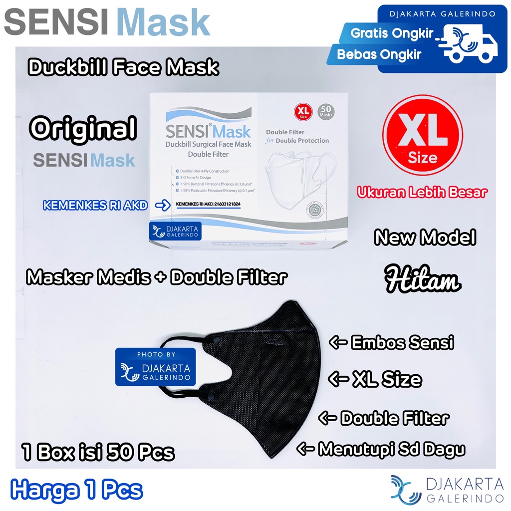 Masker Duckbill Sensi XL 4Ply Original Spring Winter Summer Autumn