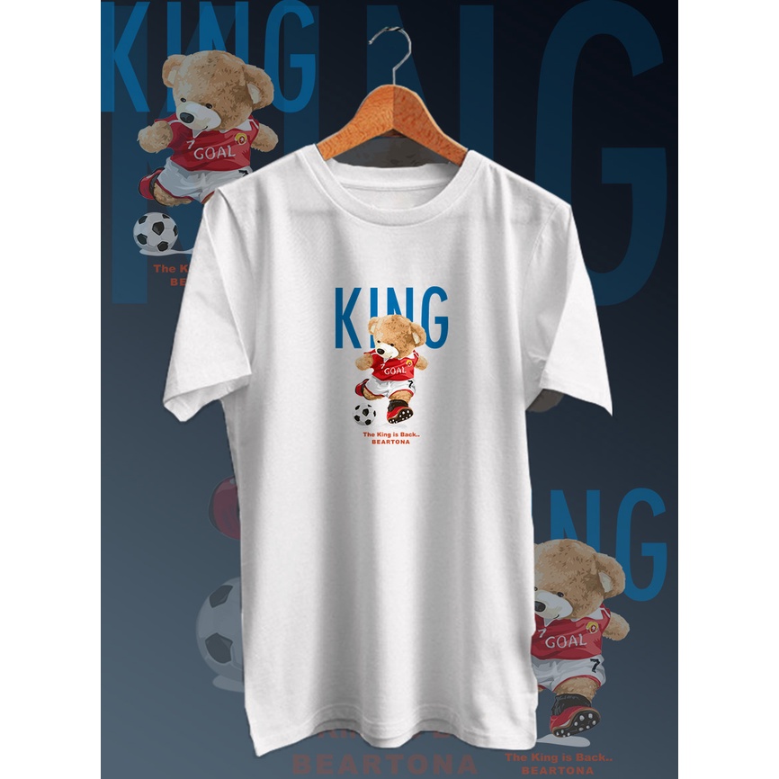 KAOS DISTRO PRIA COTTON COMBED PE 30S DEPAN /TSHIRT GAMBAR DIGITAL FULLPRINT BEAR KING NECK/LENGAN PENDEK