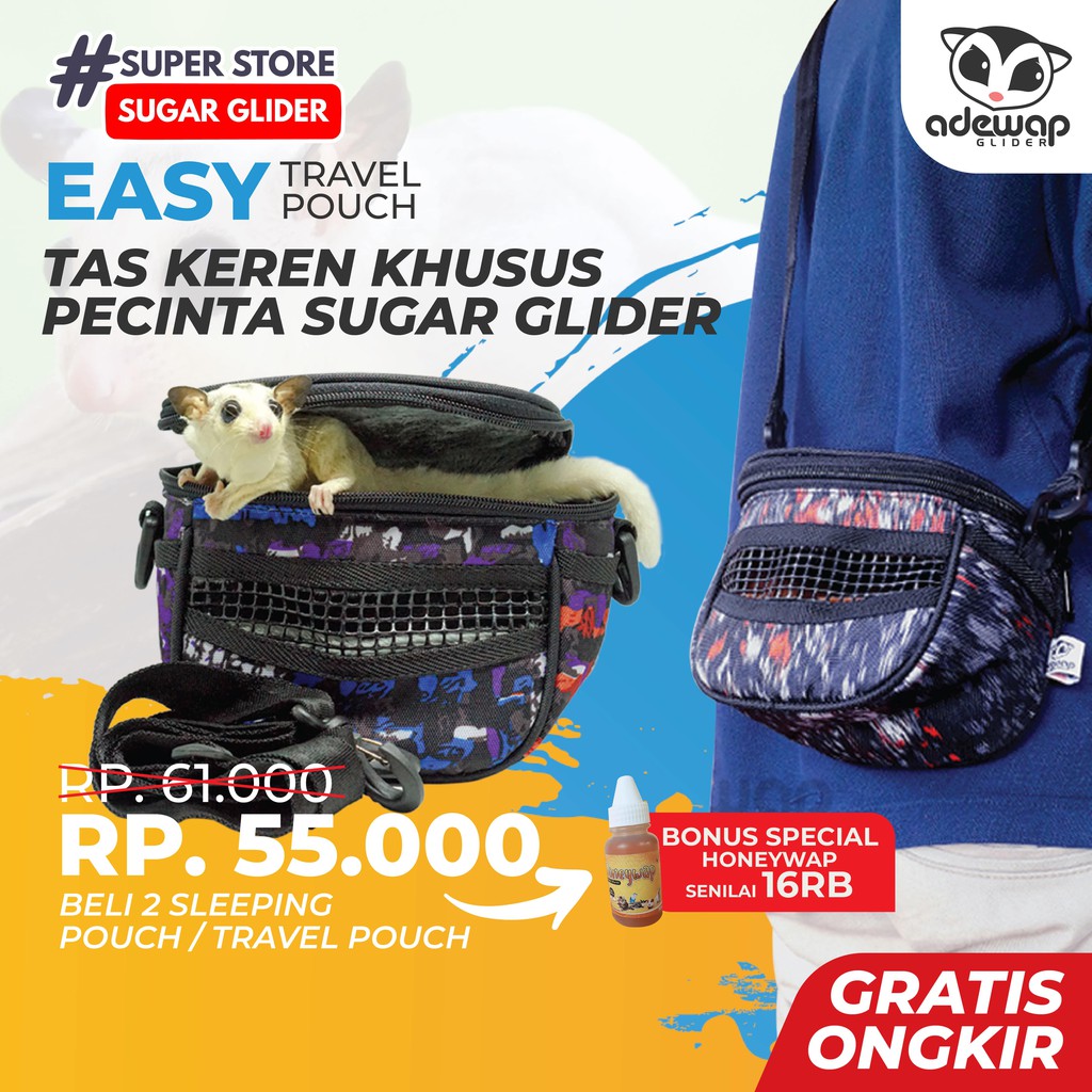 ADEWAP GLIDER Travel Pouch EASY Tas Selempang Travelling Sugar Glider