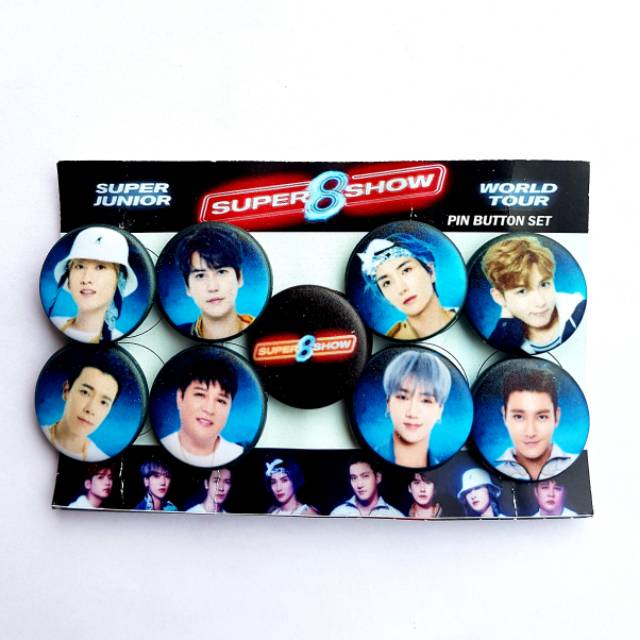 Super junior PIN BUTTON SET KPOP SIZE 25MM bros / badge super show 8 world tour