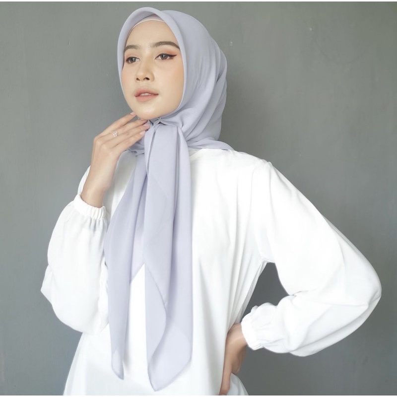 Jilbab Segiempat BELLA SQUARE hijab pollycotton kerudung segiempat hijab murah-silver