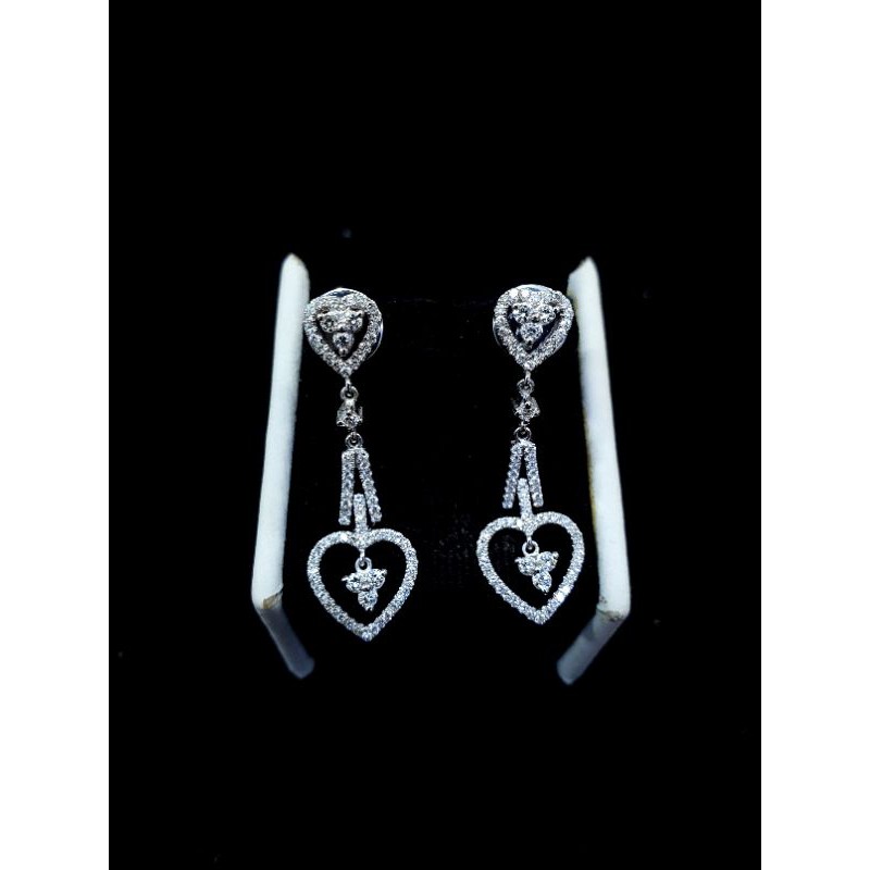 giwang tusuk emas putih berlian motif love besar