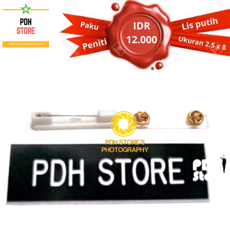

Name Tag / Papan Nama Dada 2,5x8 cm - Peniti - Paku