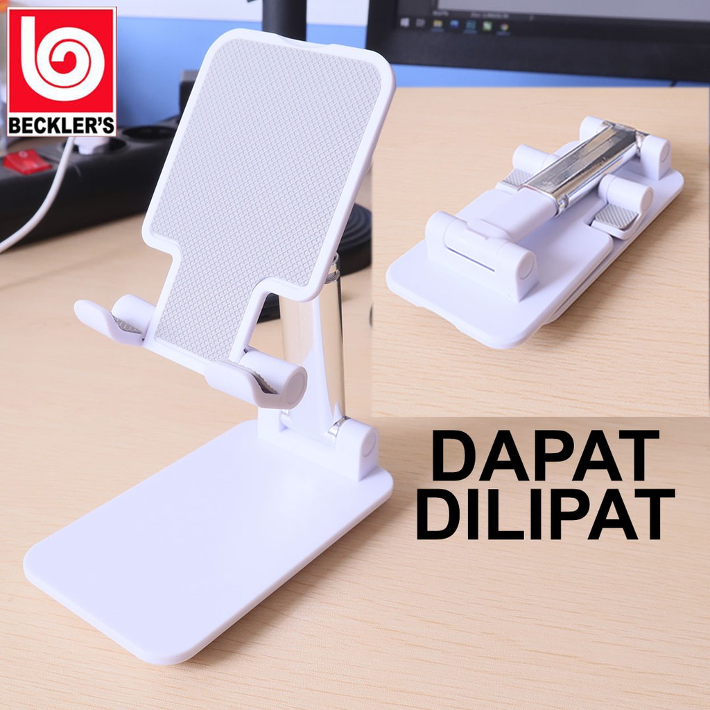 HP Holder Lipat Folding Desktop Phone Holder Stand Universal Portable Zoom Meeting Online - PUTIH